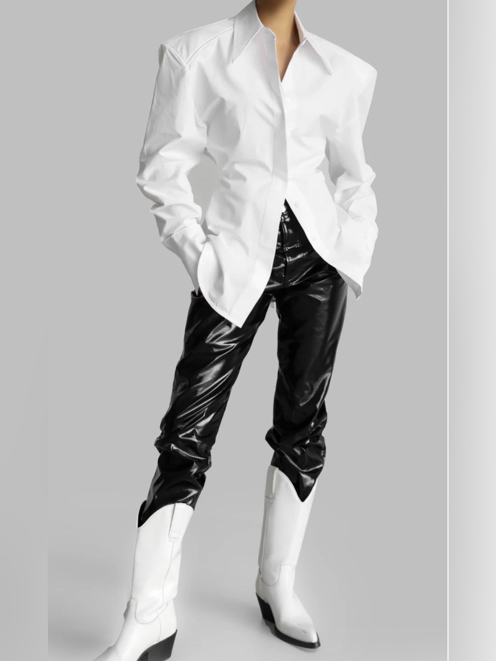 Frankie Shop White Button-Down Shirt with structured shoulders